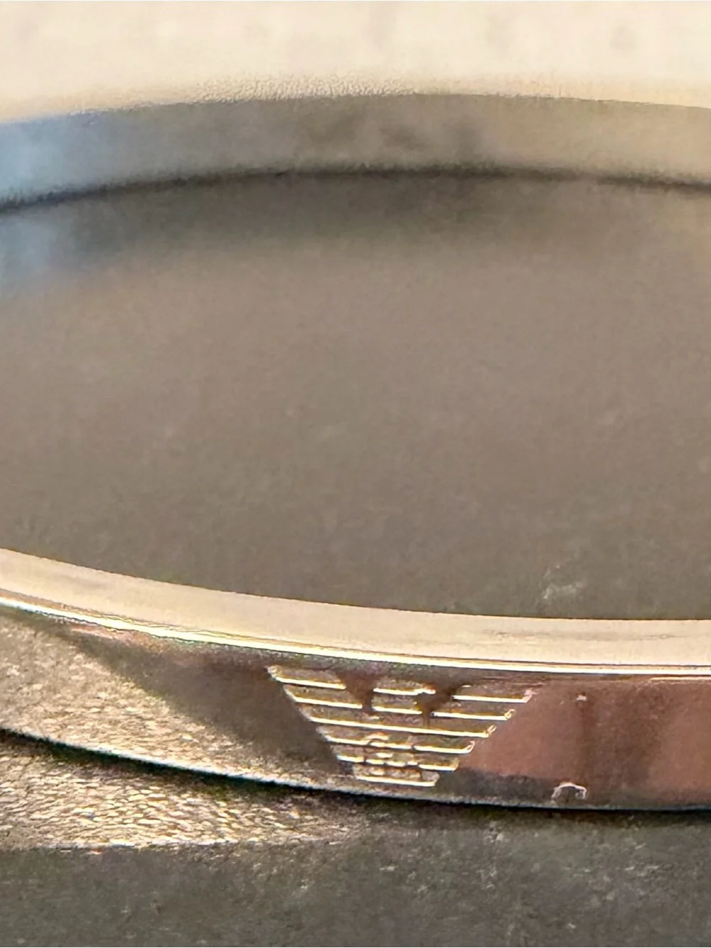 Giorgio Armani Silver Men's Engraved Metal Bangle